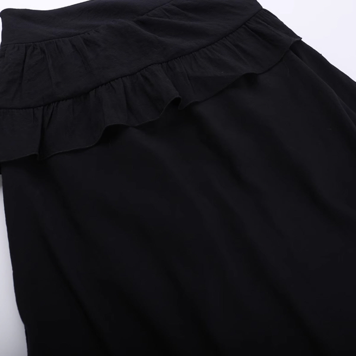 Black High-Low Ruffle Skirt