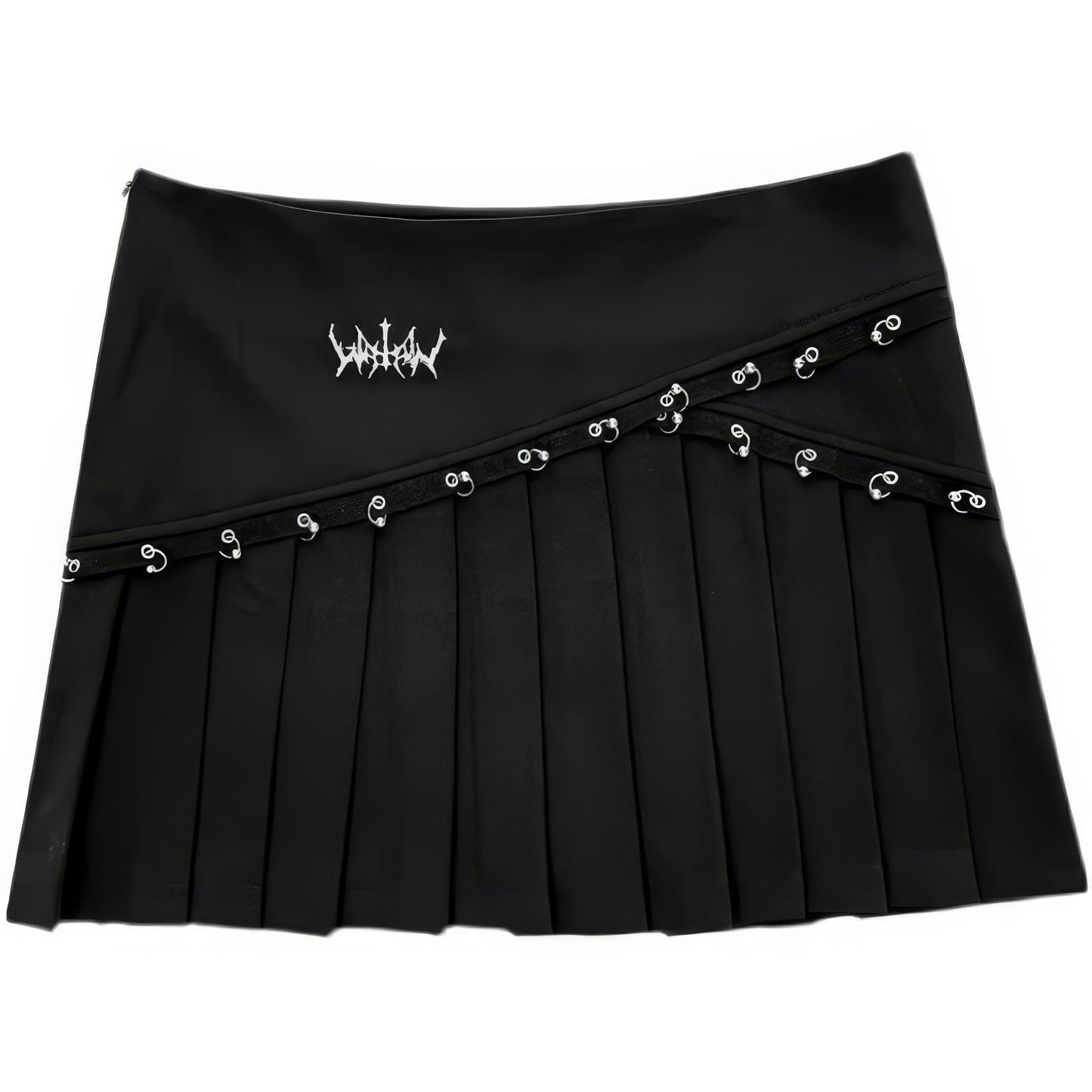 Hook Detail Pleated Mini Skirt