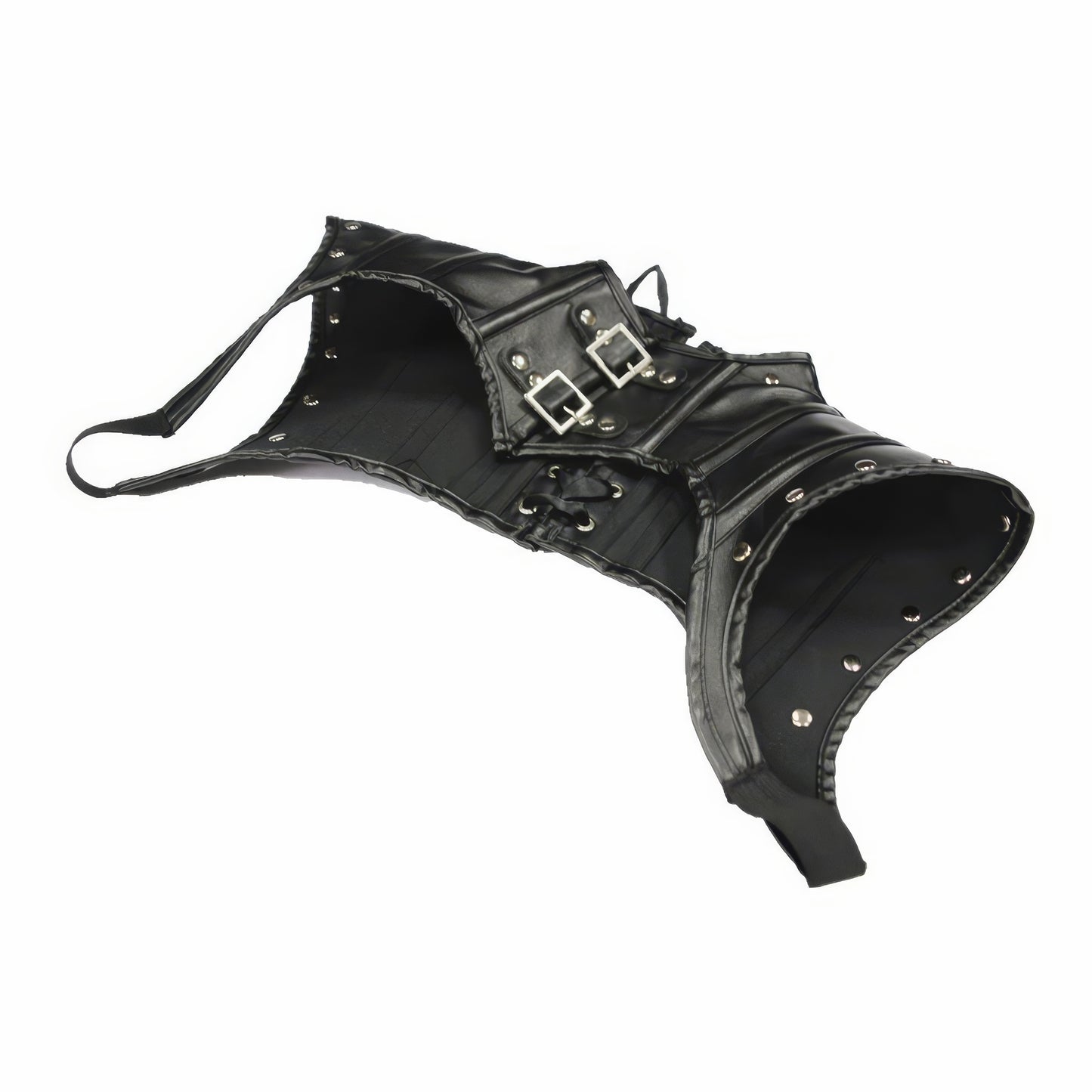 Faux Leather Buckle Strap Shoulder Corset
