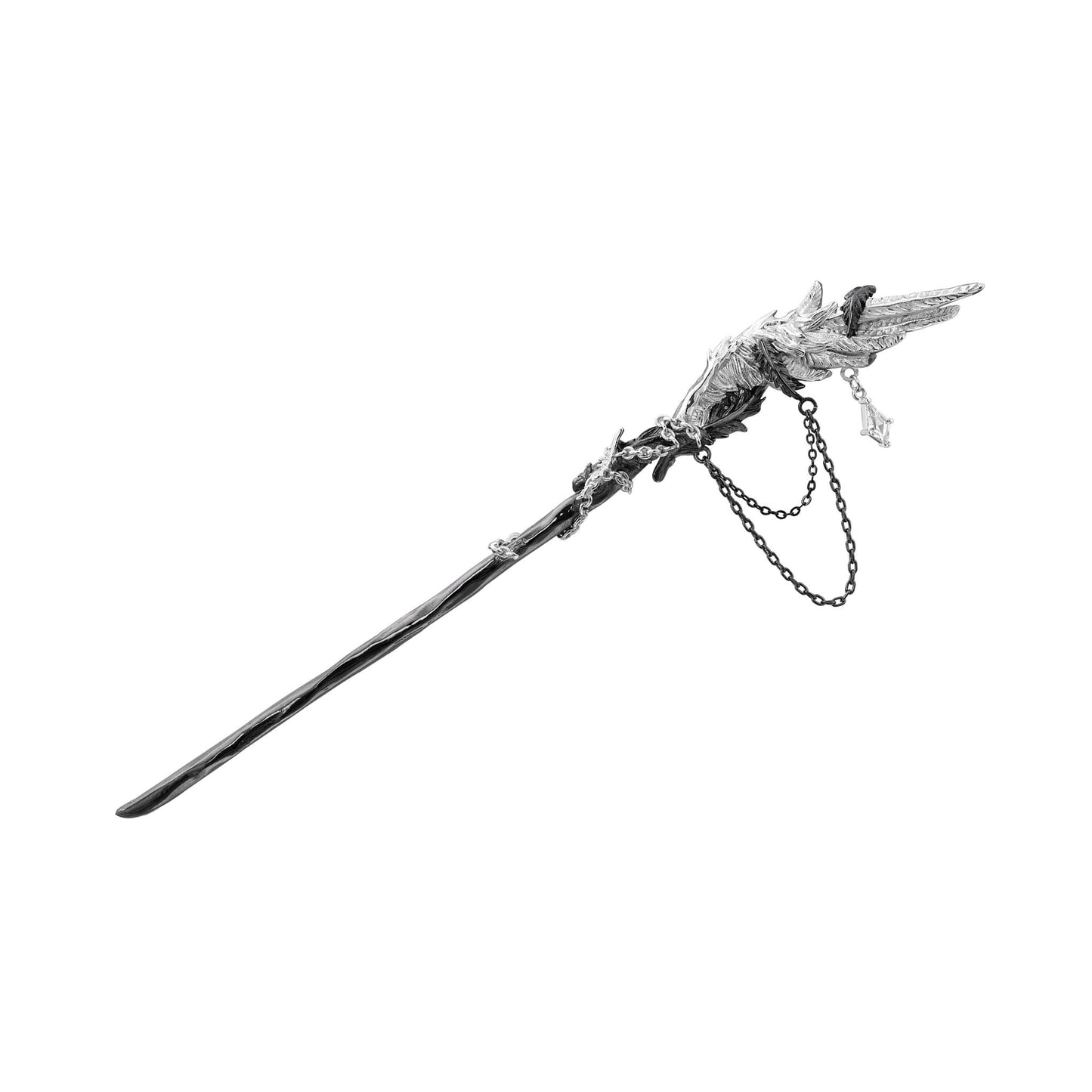 Feather Chain Black Hair Stick