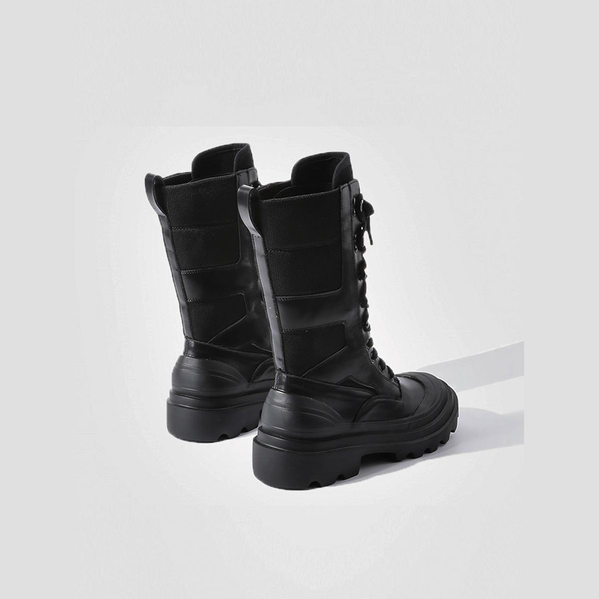 Black Tactical Platform Combat Boots