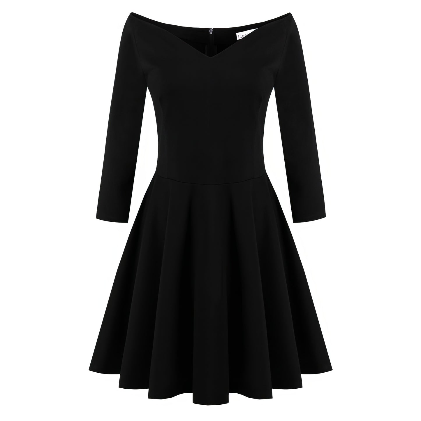 Off-Shoulder Fit and Flare Black Mini Dress