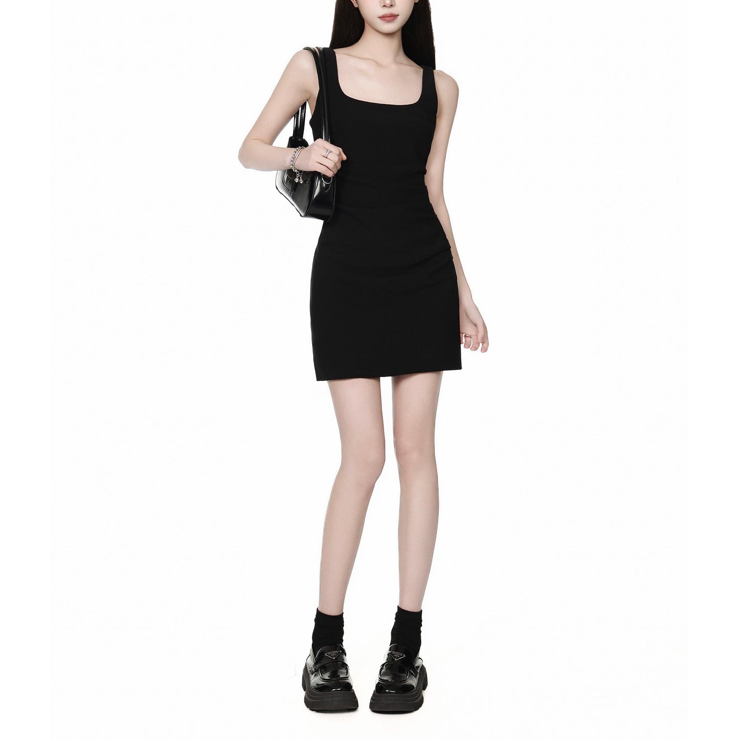 Square Neck Sleeveless Fitted Mini Dress