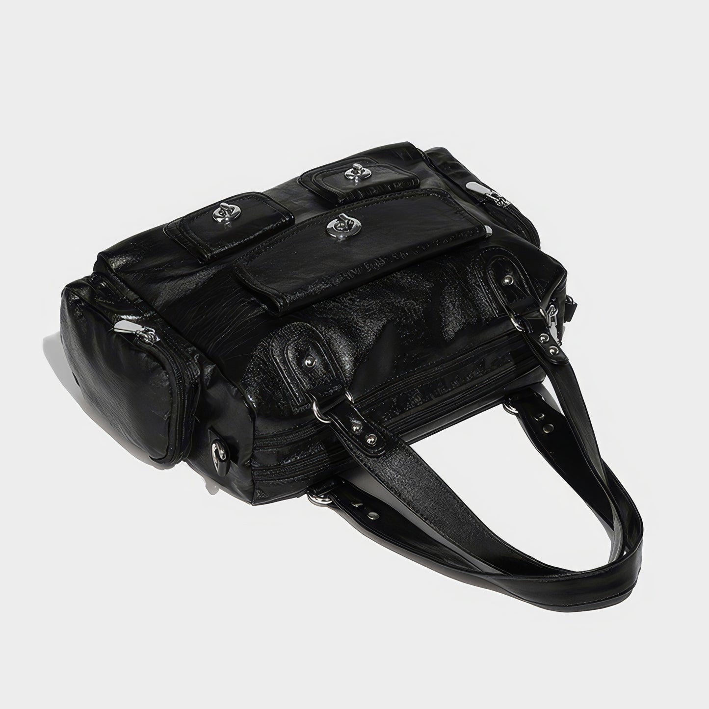 Glossy Pocket Flap Shoulder Bag
