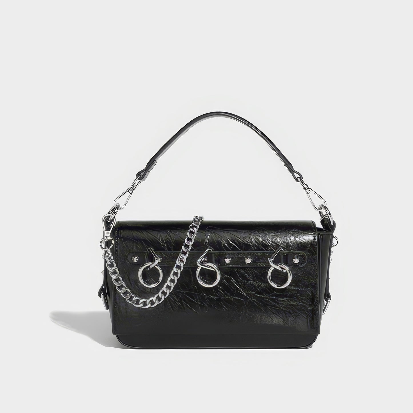 Ring Hardware Chain Handle Shoulder Bag