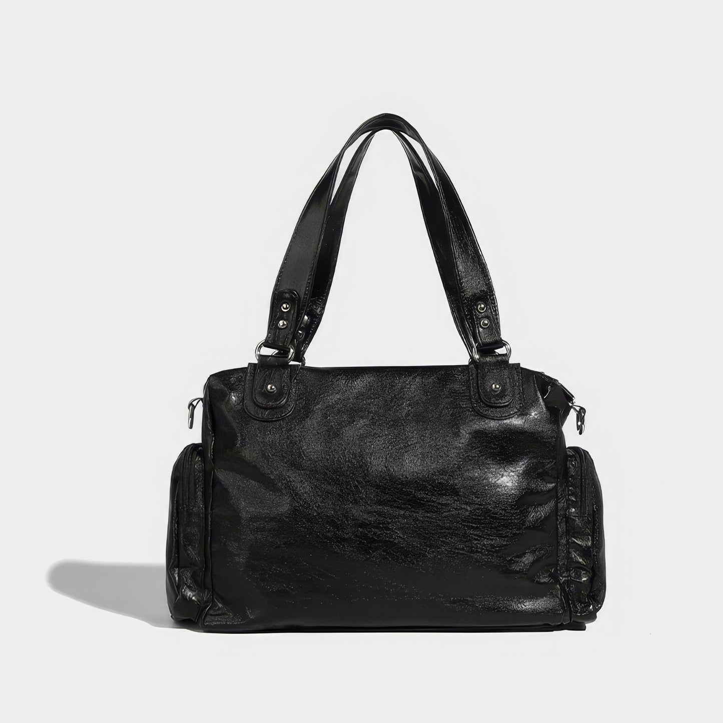 Glossy Pocket Flap Shoulder Bag