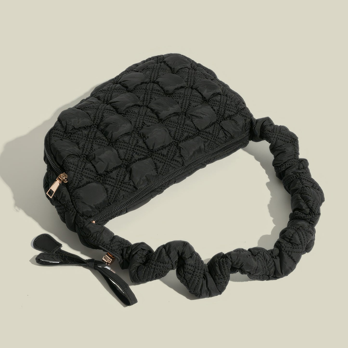 Puffy Quilted Scrunch Handle Shoulder Bag