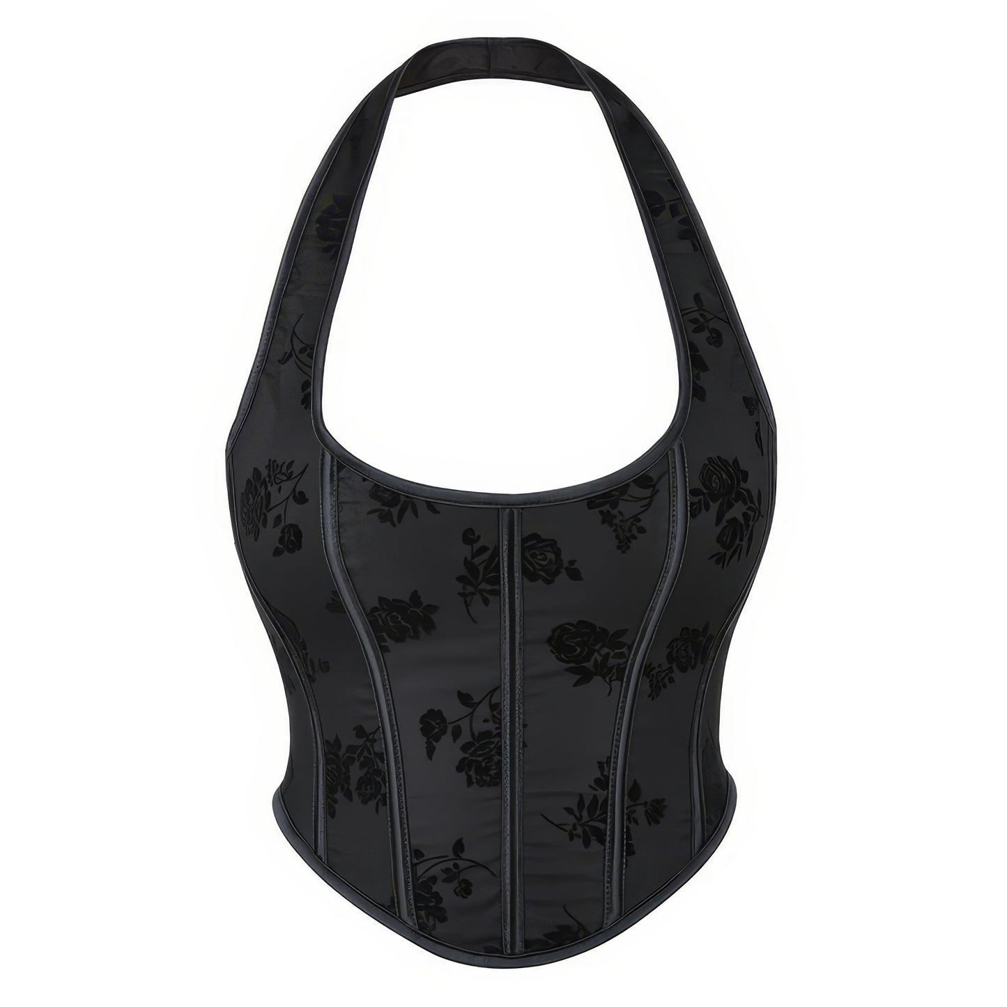 Velvet Floral Halter Corset Top