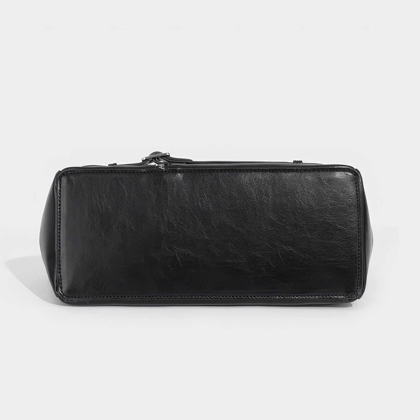 Zipper Belt Accent Faux Leather Handbag