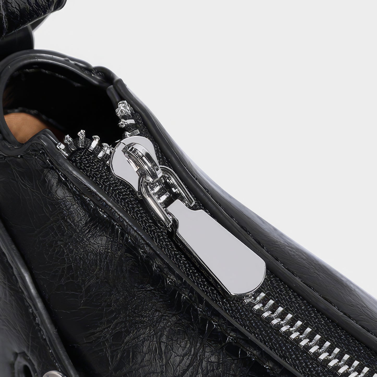 Buckle Strap Glossy Baguette Bag