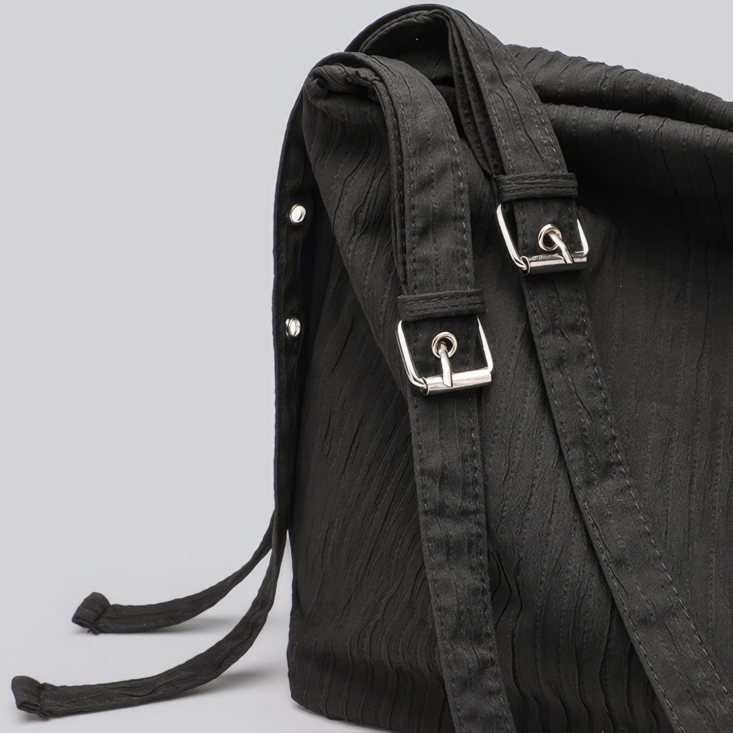 Pleated Fabric Buckle Strap Shoulder Bag