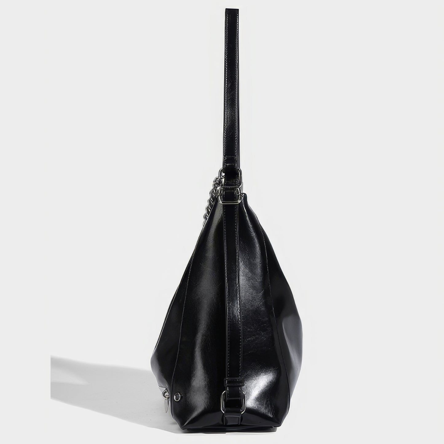 Chain Handle Glossy Triangle Backpack
