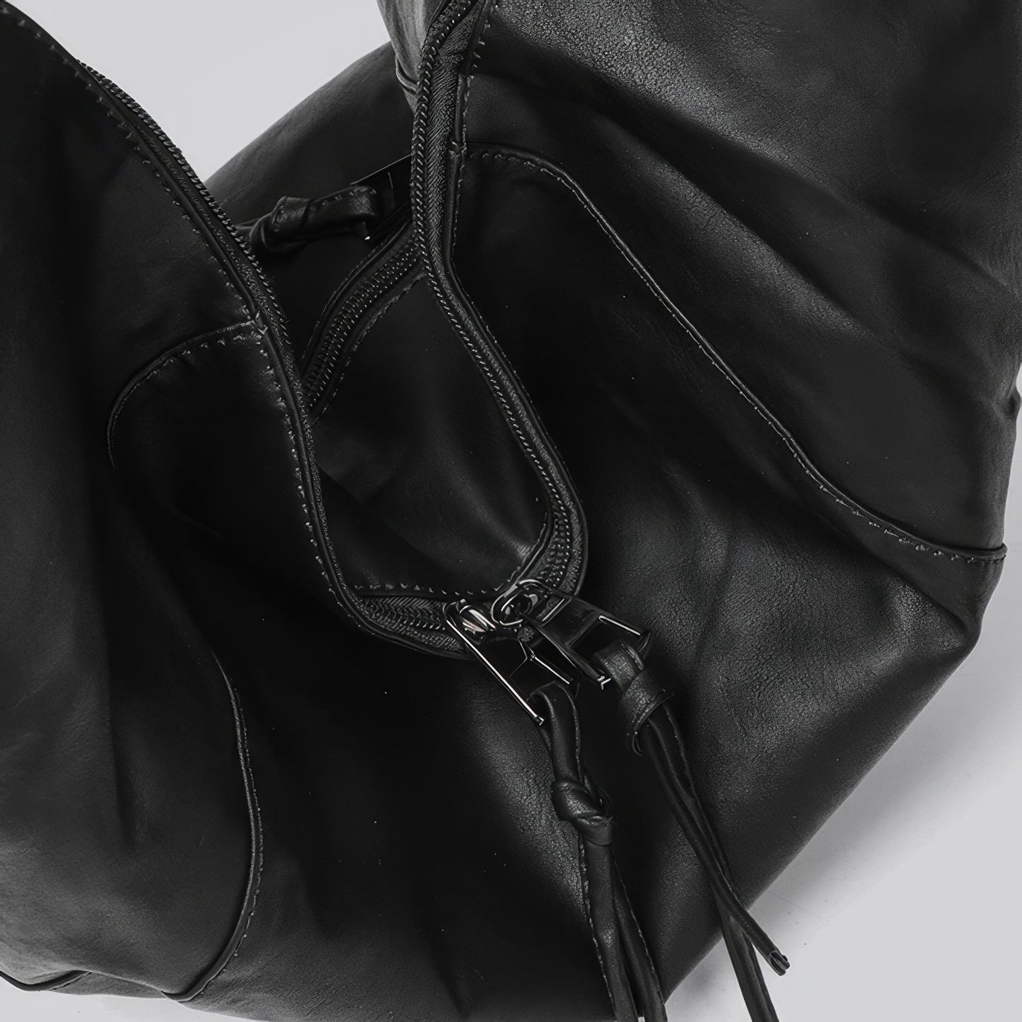 Faux Leather Crescent Zip Shoulder Bag