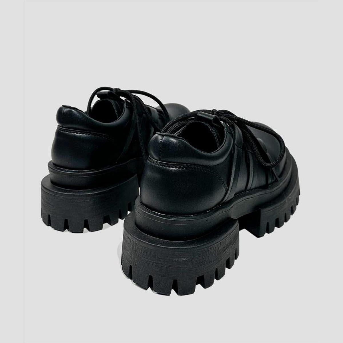 Black Chunky Lug Sole Platform Shoes