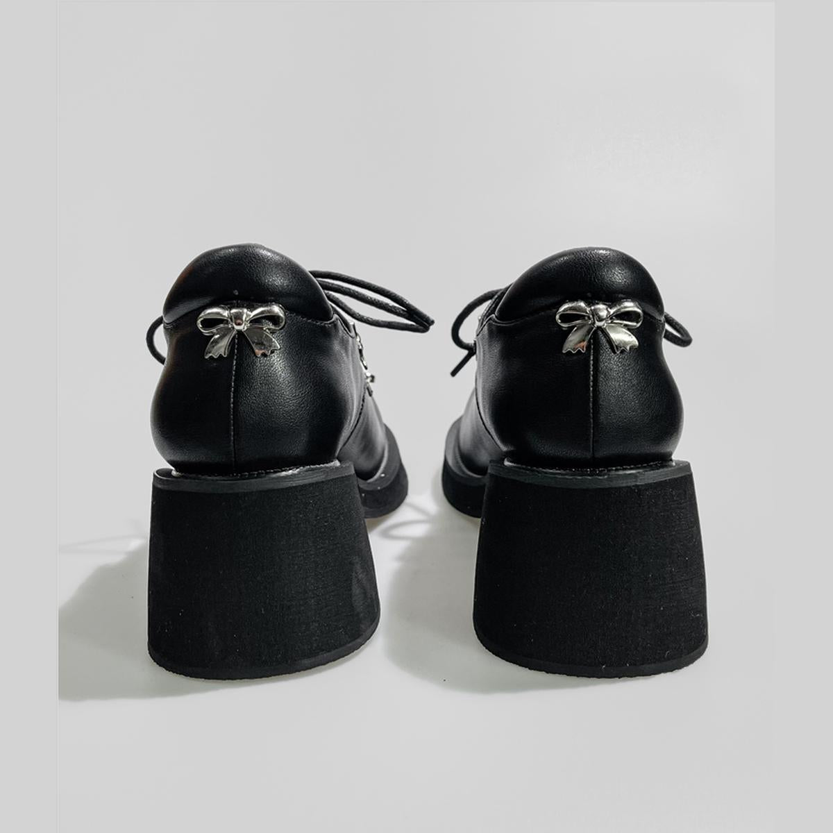 Black Bow Charm Platform Shoes