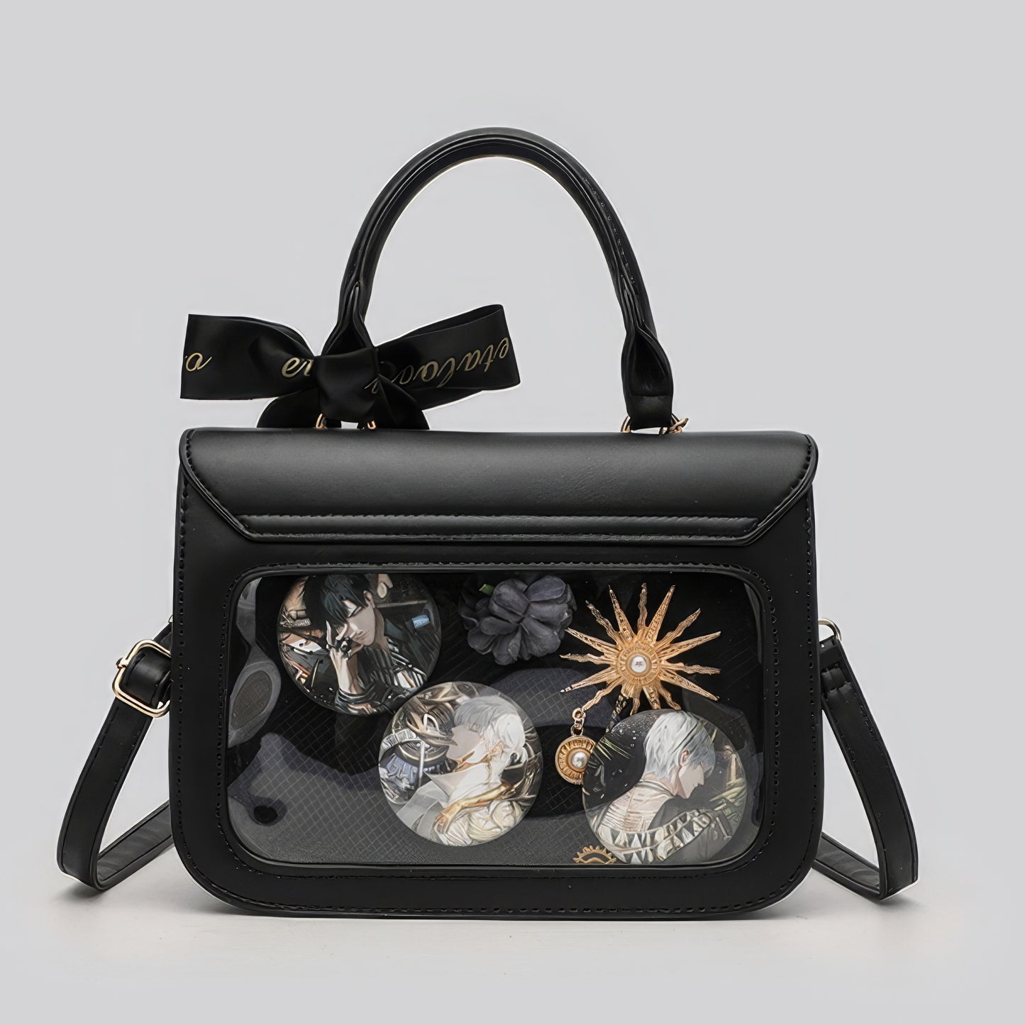 Clear Panel Ribbon Accent Mini Bag