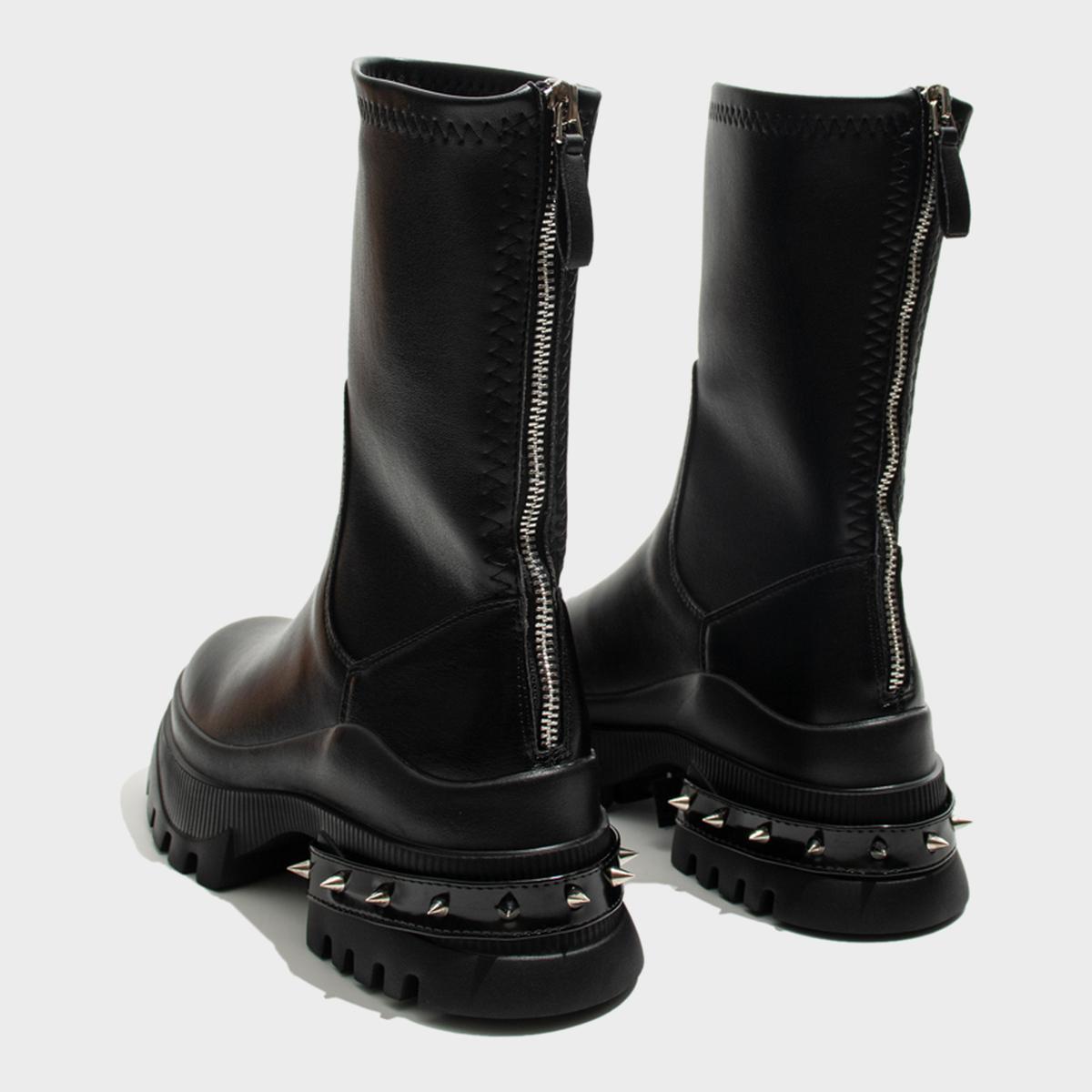 Black Chunky Sole Ankle Boots