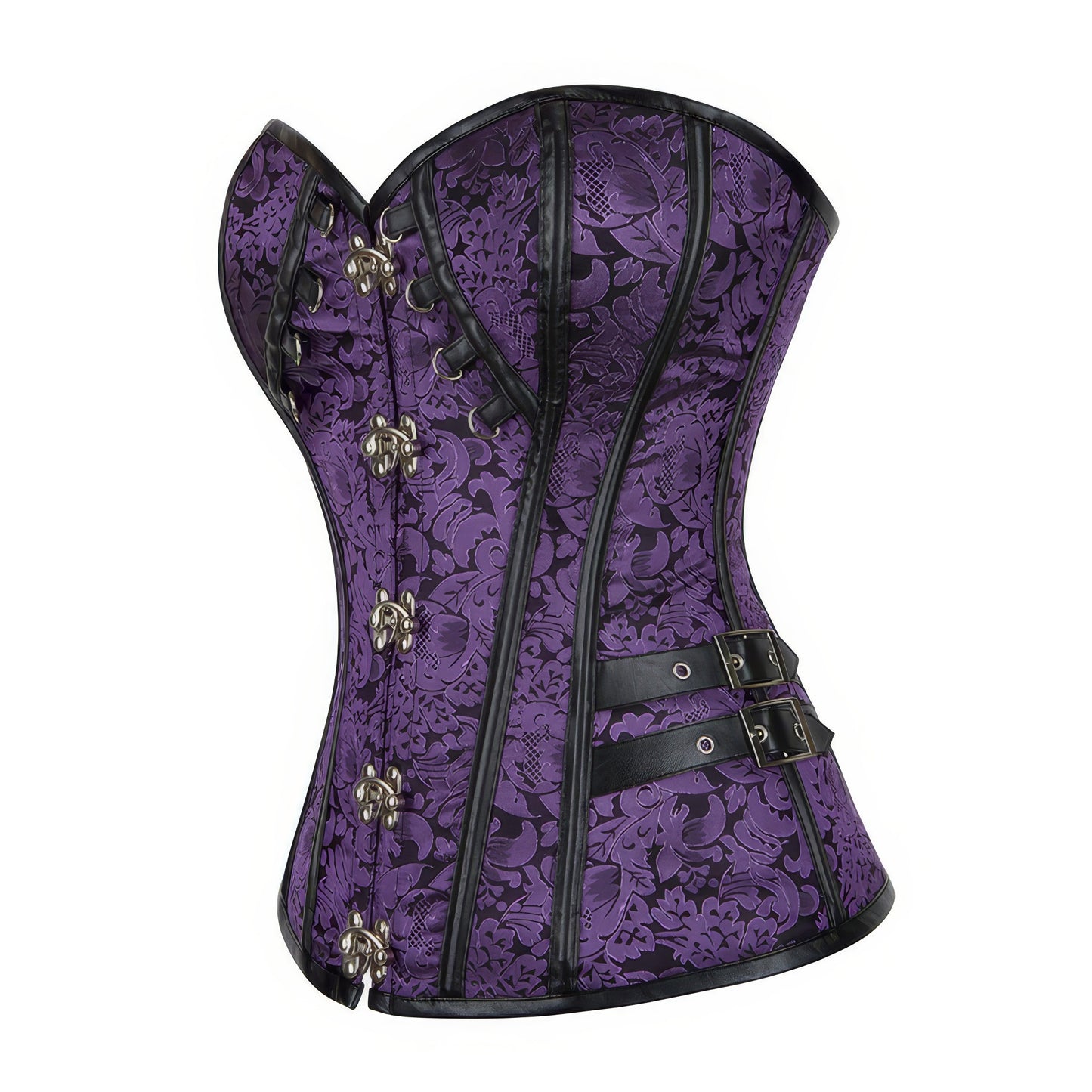 Purple Brocade Buckle Corset Top