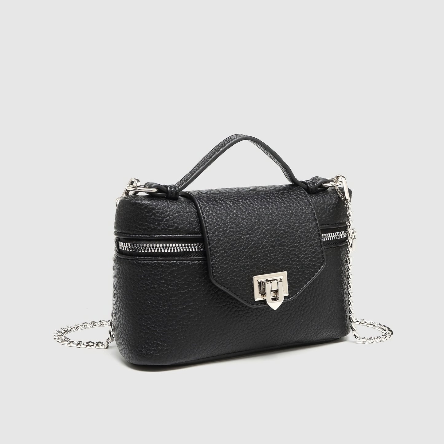 Pebbled Leather Turn-Lock Mini Bag