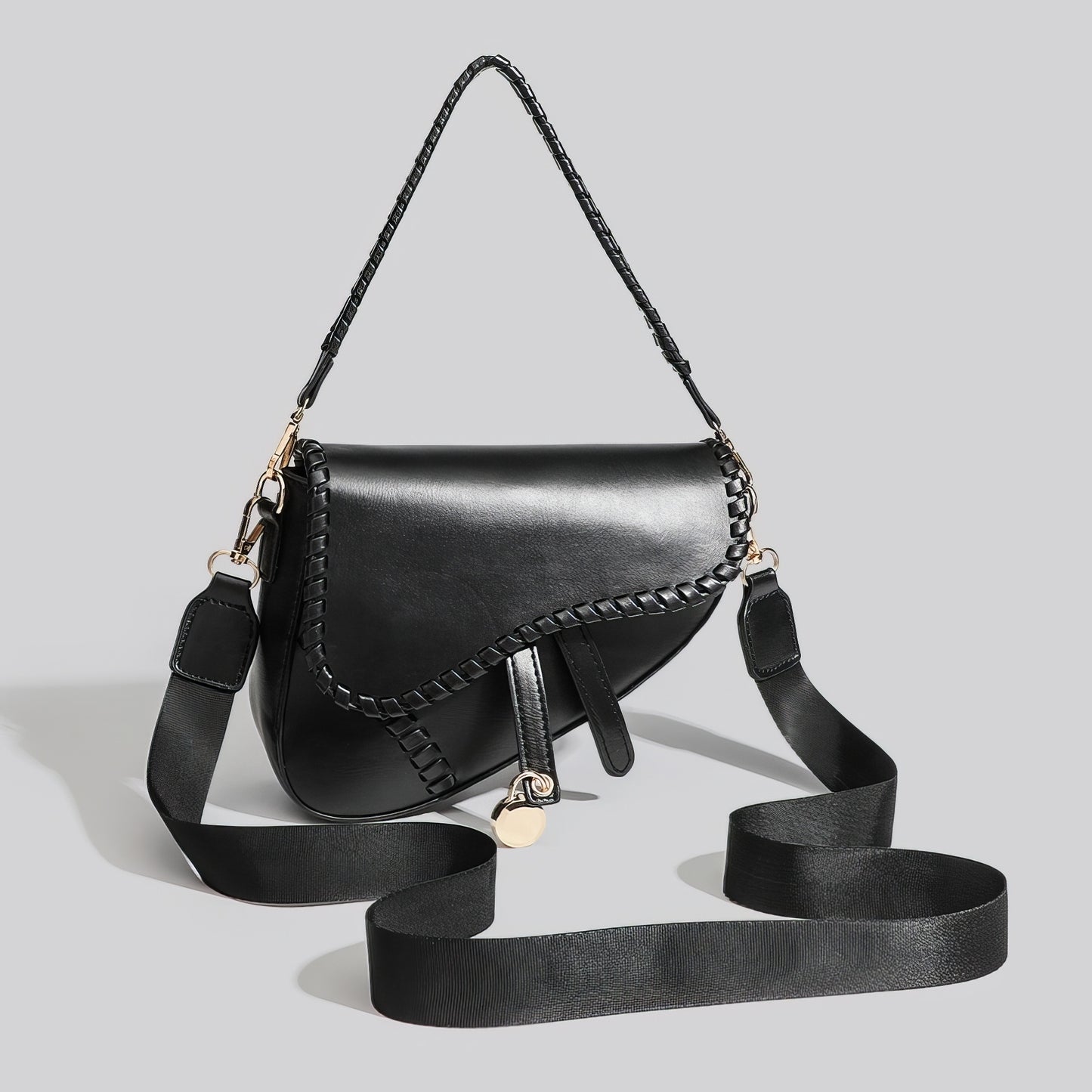 Asymmetrical Saddle Stitch Shoulder Bag