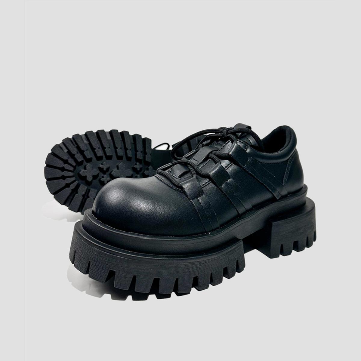 Black Chunky Lug Sole Platform Shoes