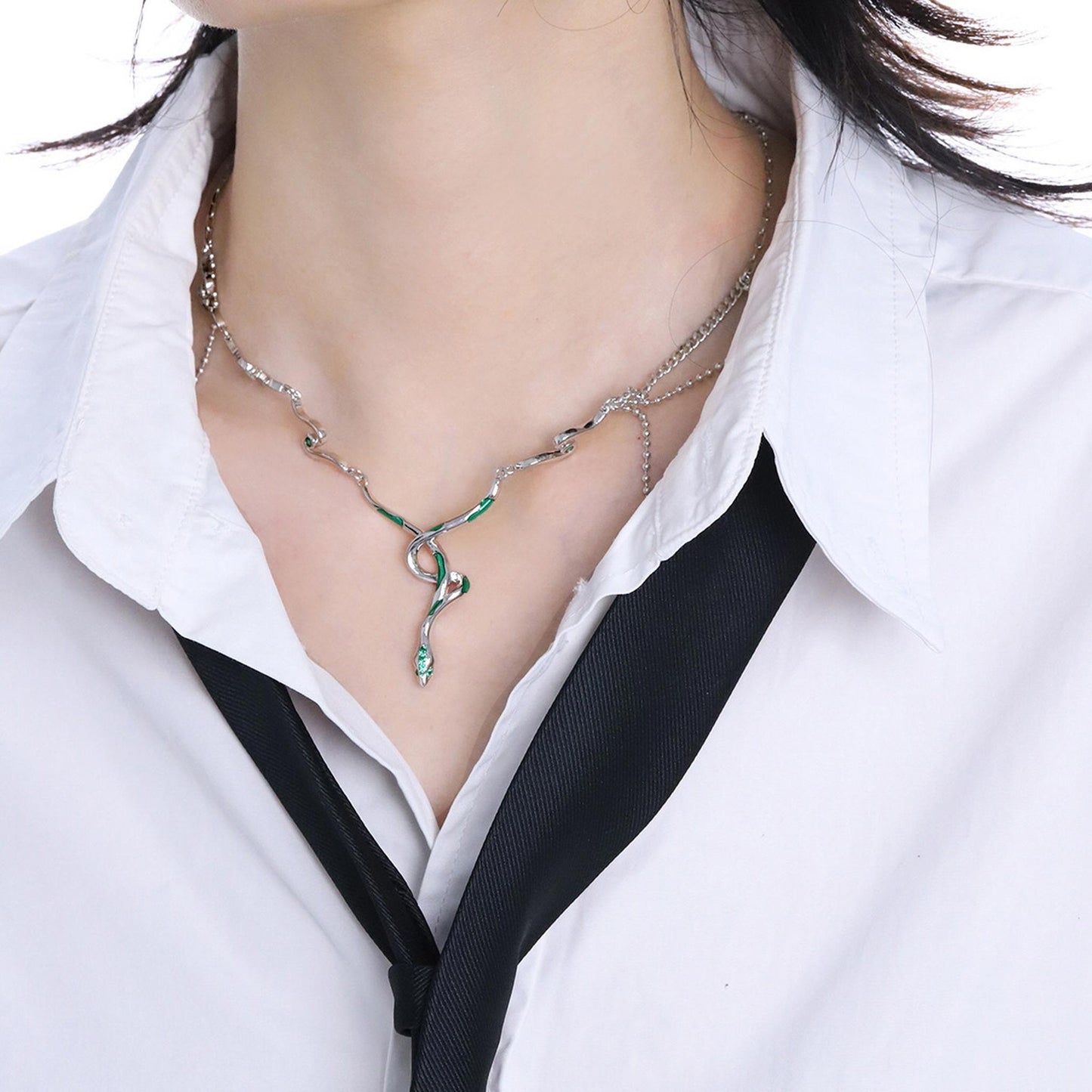 Emerald Serpent Twist Necklace