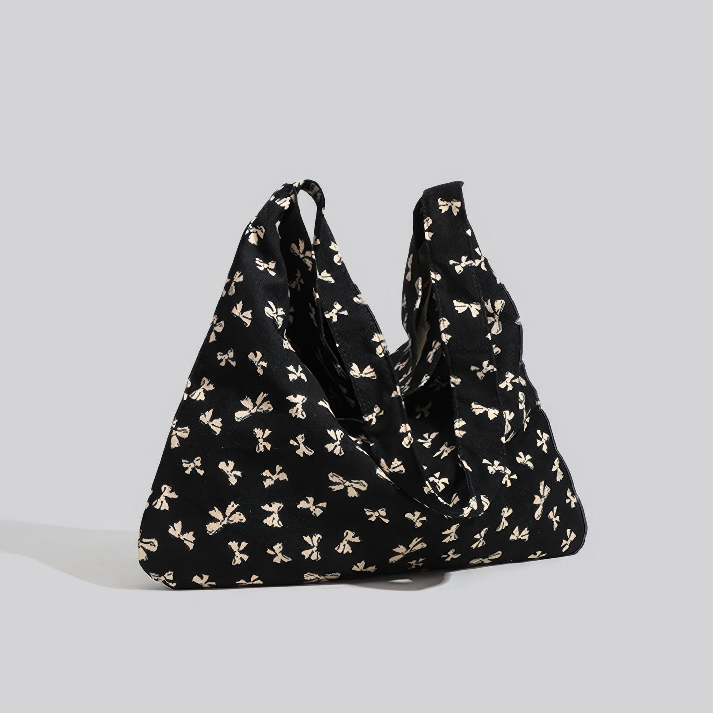 Bow Print Slouchy Fabric Shoulder Bag