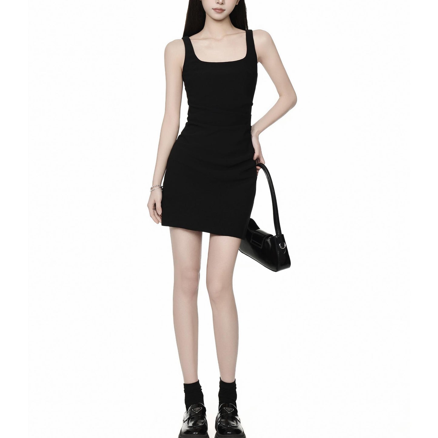 Square Neck Sleeveless Fitted Mini Dress