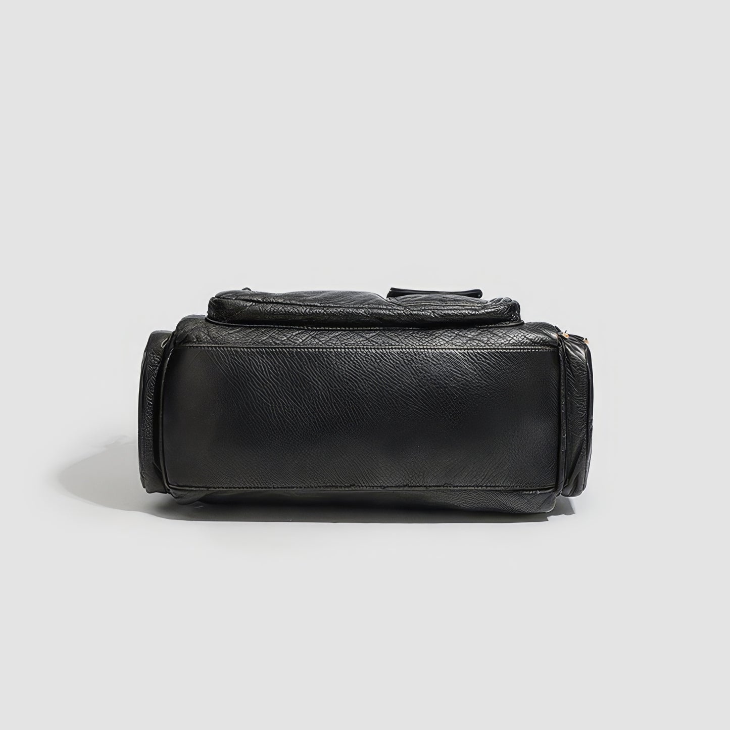 Multi-Zip Textured Faux Leather Shoulder Bag
