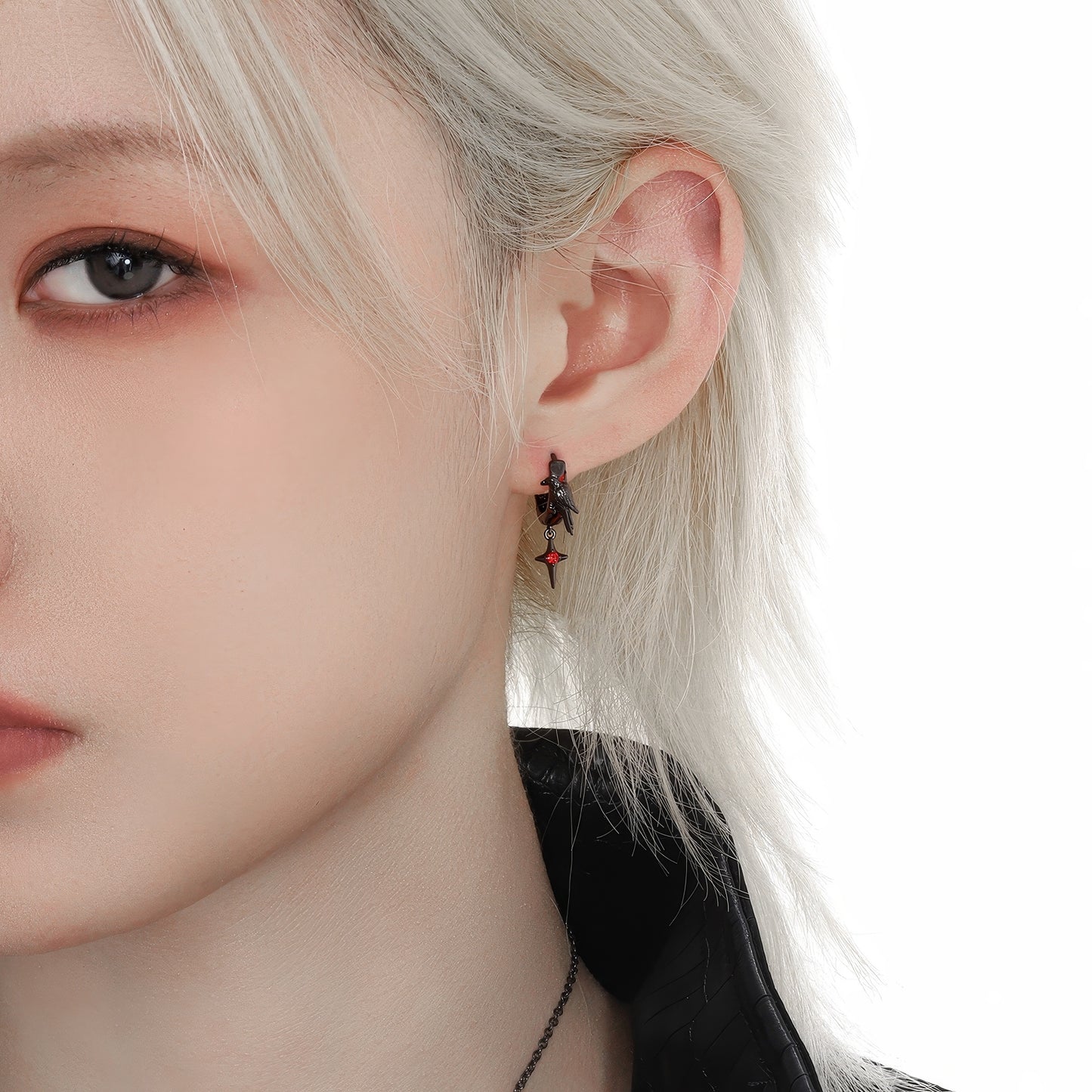 Black Raven Hoop Earrings
