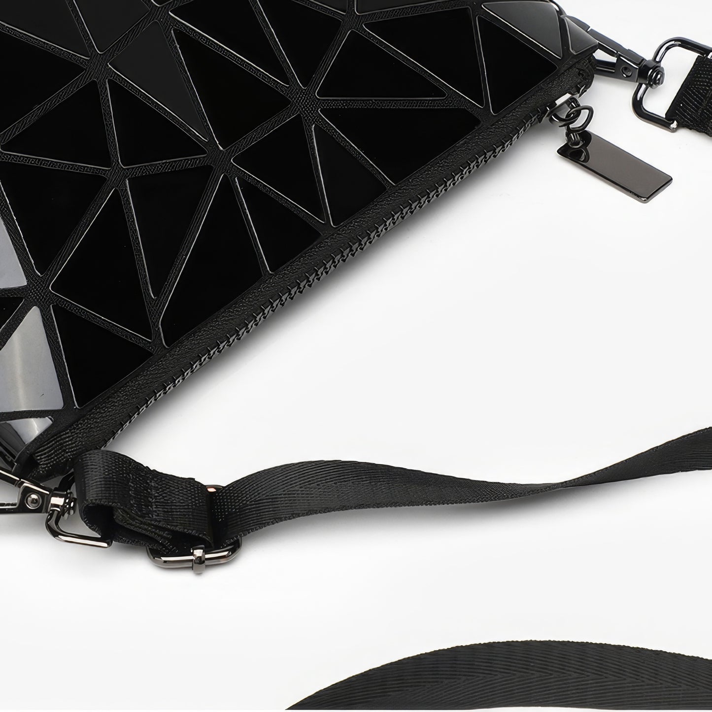 Glossy Geometric Chain Crossbody Bag