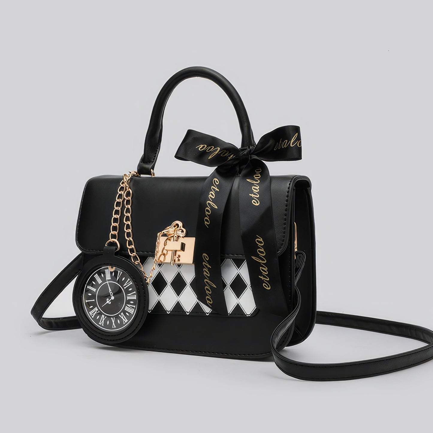 Clear Panel Ribbon Accent Mini Bag