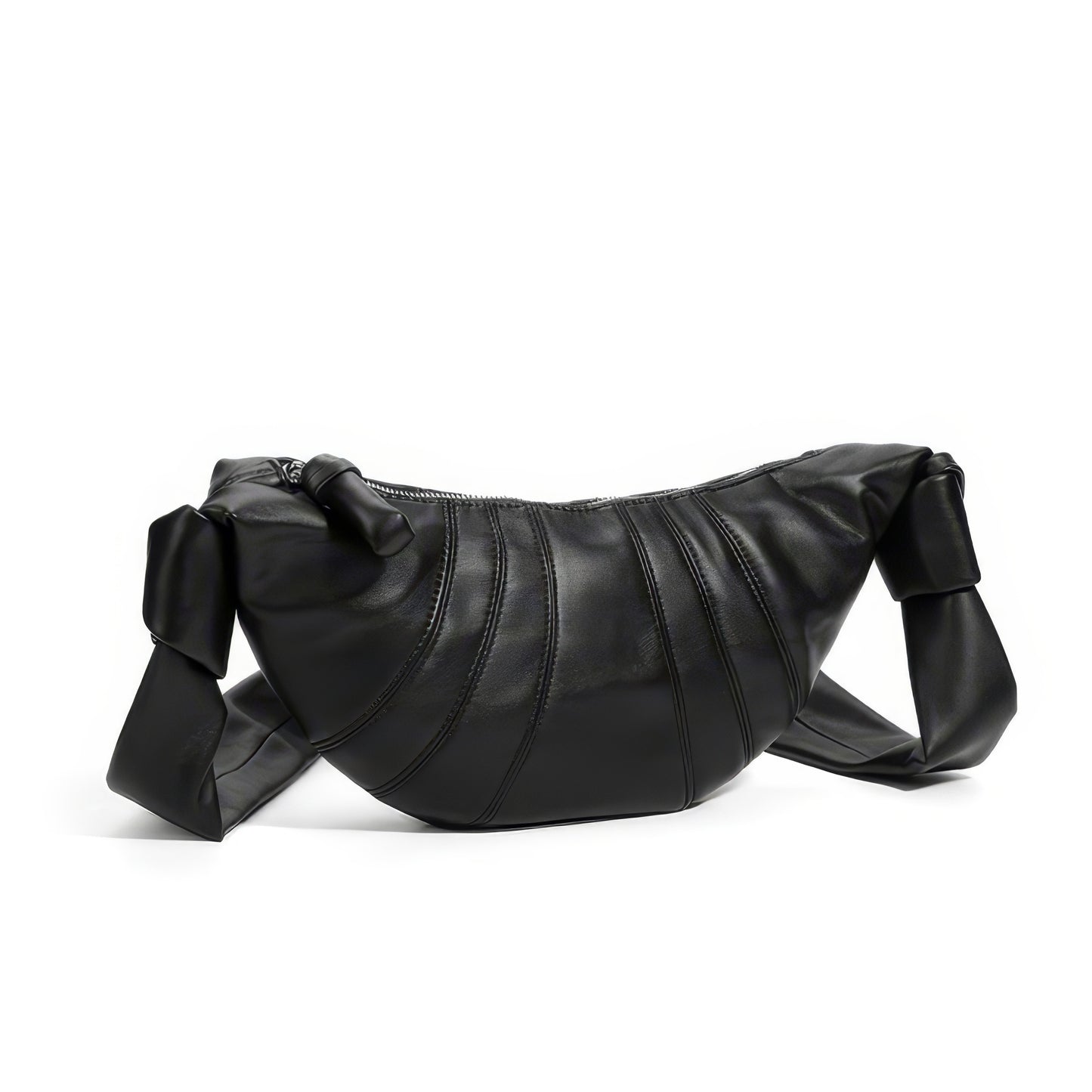Knotted Crescent Black Shoulder Bag