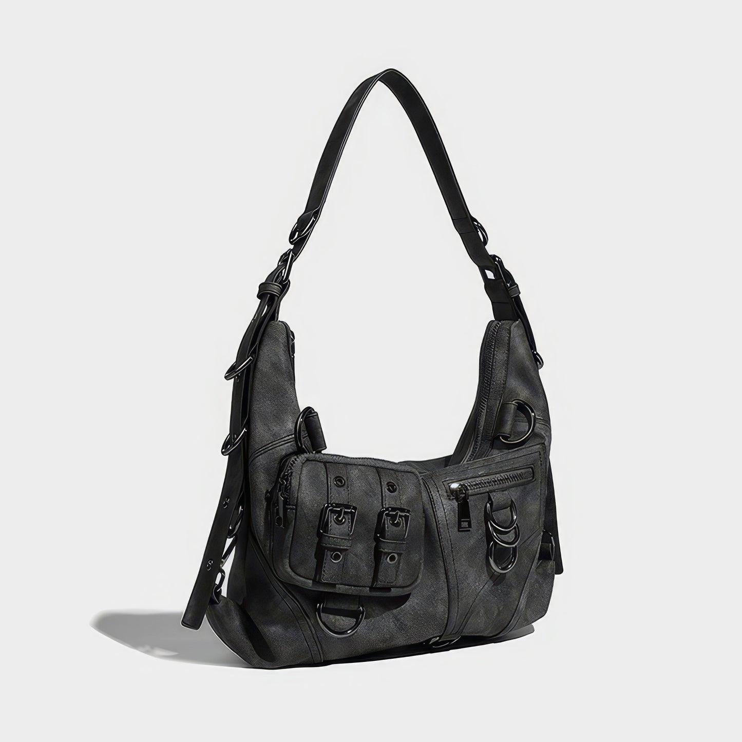 Black Buckle Strap Shoulder Bag