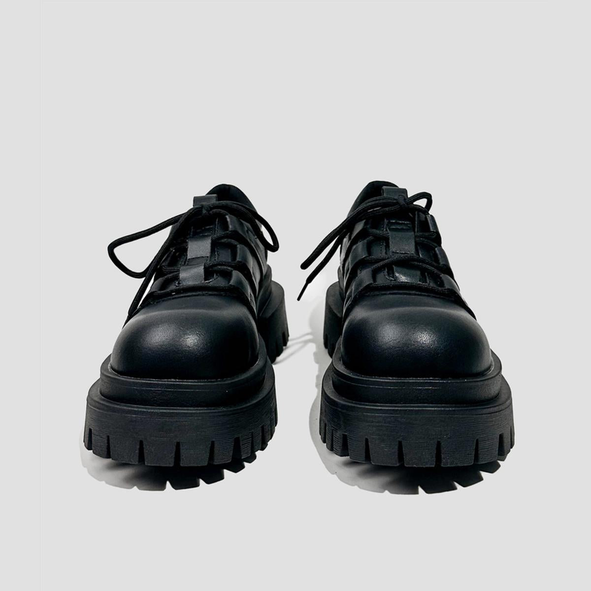Black Chunky Lug Sole Platform Shoes