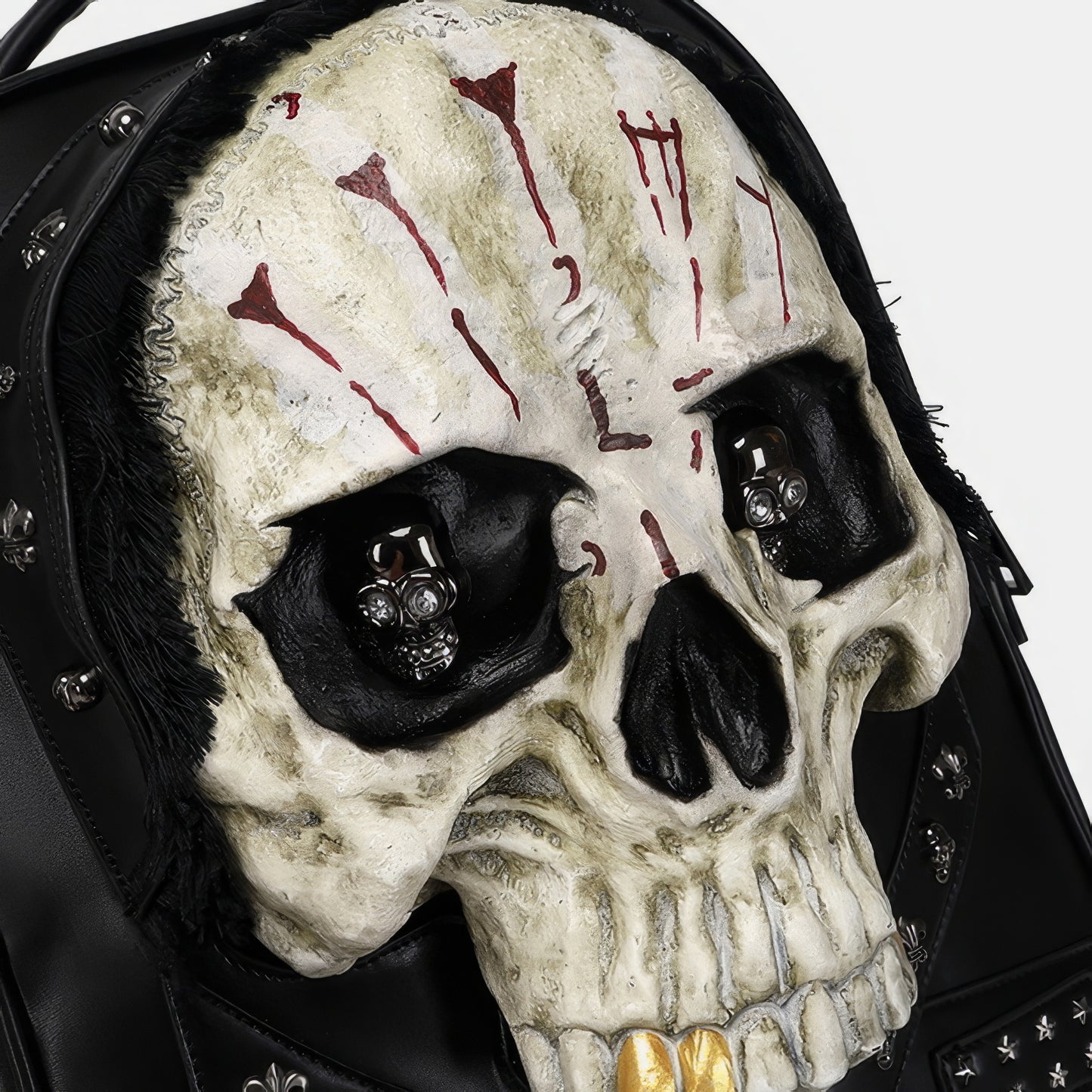 Grunge Painted Skull Faux Leather Backpack