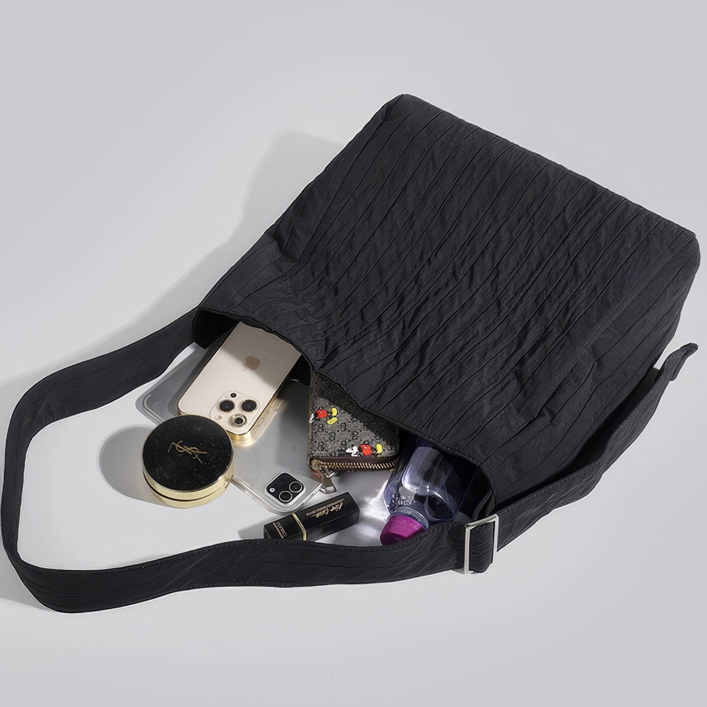 Pleated Nylon Shoulder Bag Set