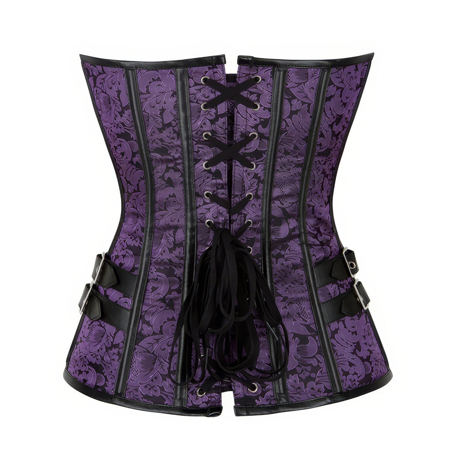 Purple Brocade Buckle Corset Top
