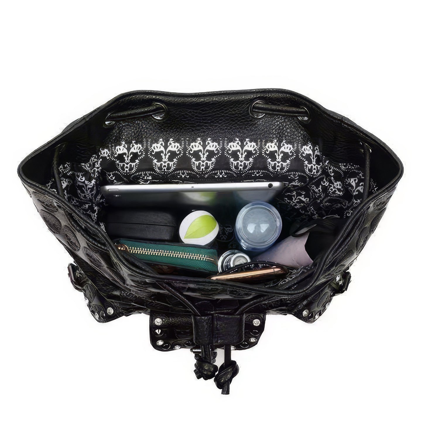 Studded Skull Pattern Flap Backpack