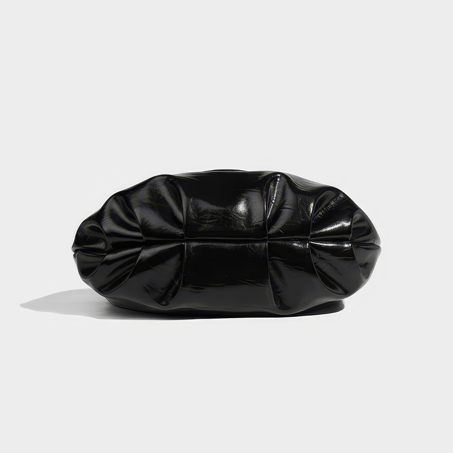 Ruched Glossy Crescent Shoulder Bag