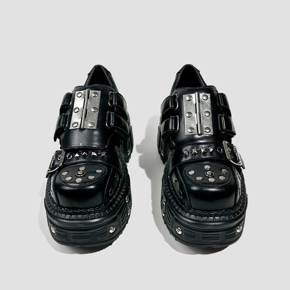 Black Metal Plate Platform Shoes