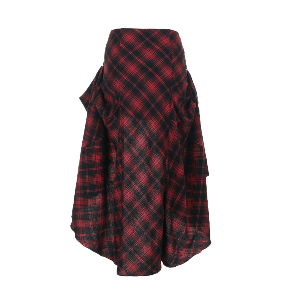 Red Plaid Layered Buckle Skirt