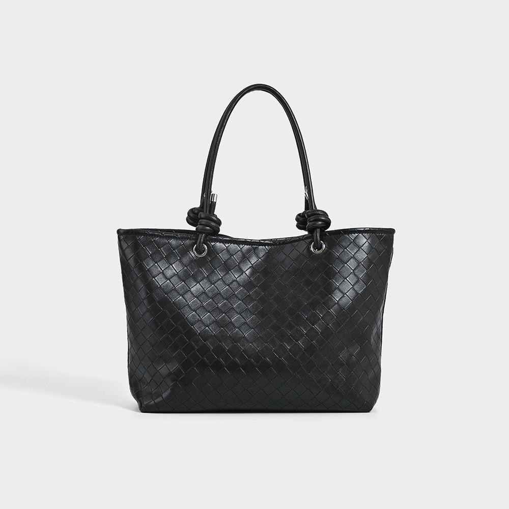 Woven Knot Handle Shoulder Bag