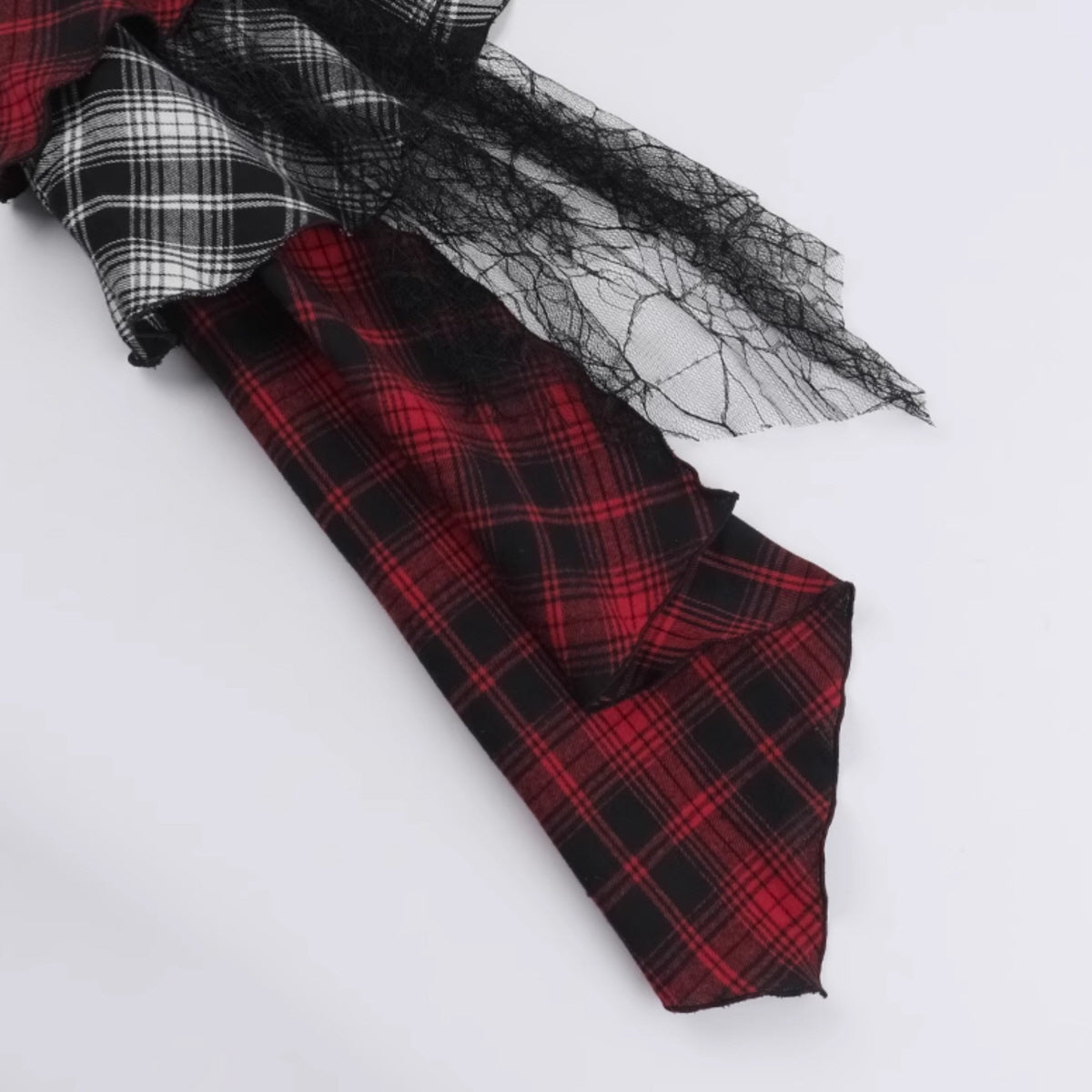 Red & Black Layered Plaid Skirt