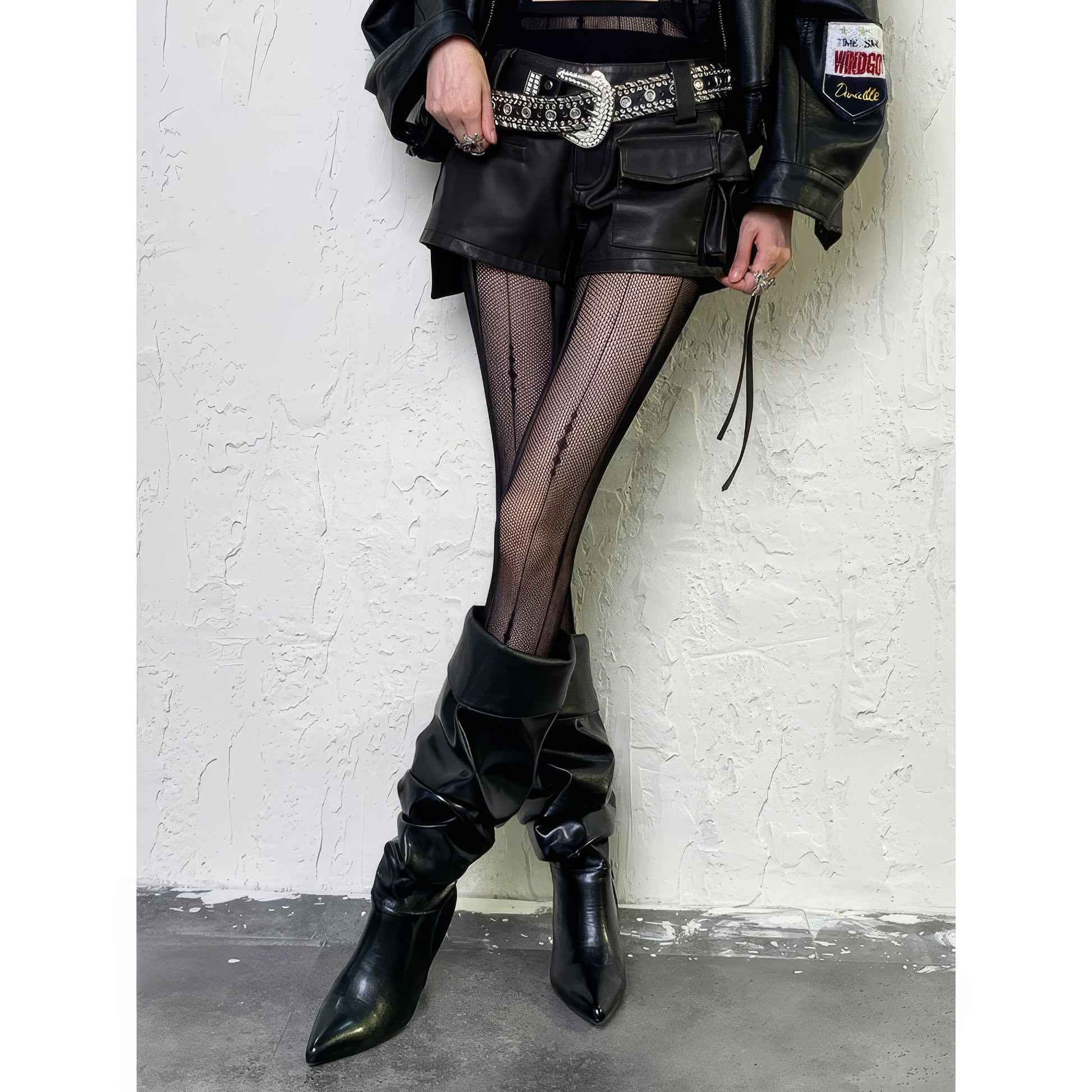 Vertical Dot Seam Mesh Tights