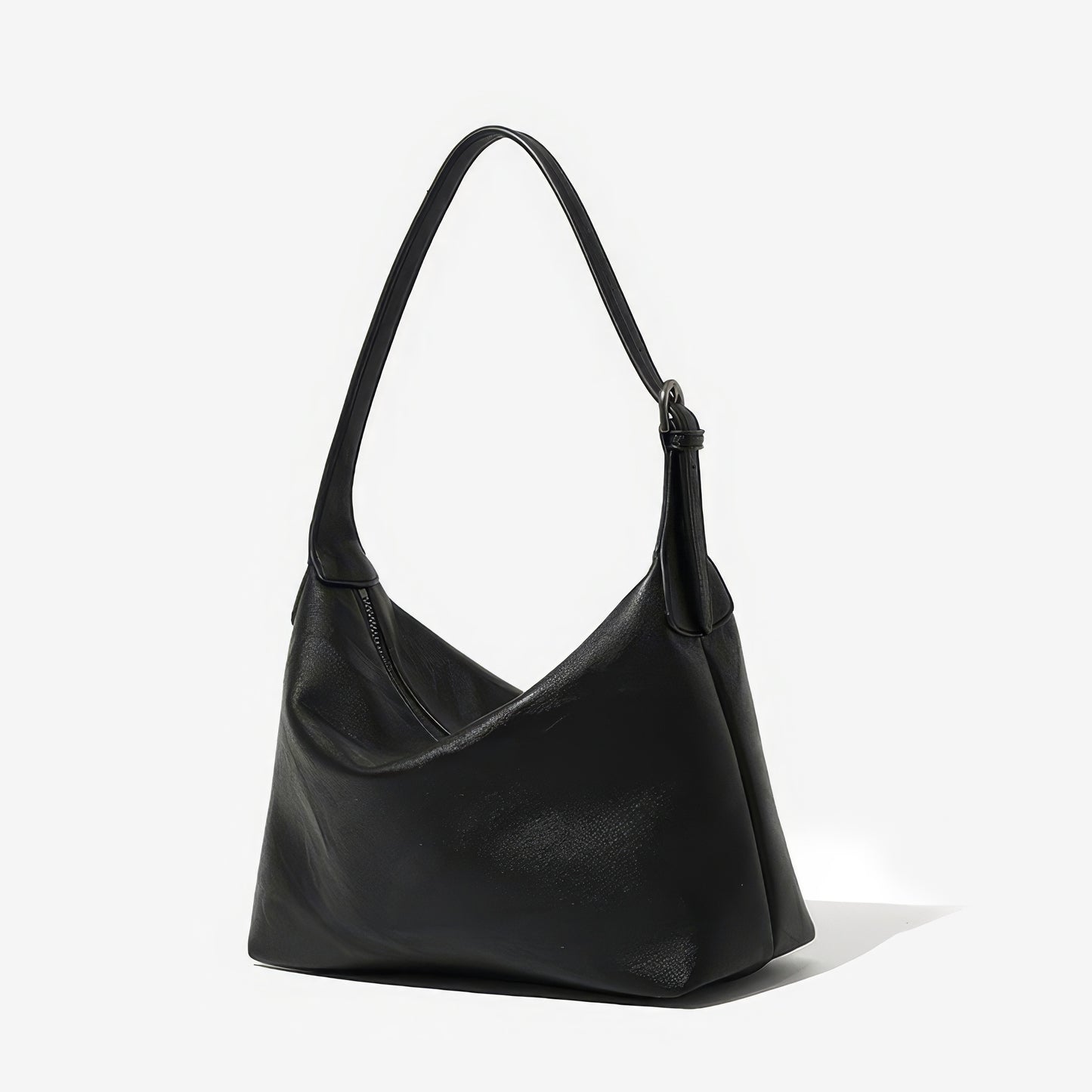Curved Minimal Faux Leather Shoulder Bag
