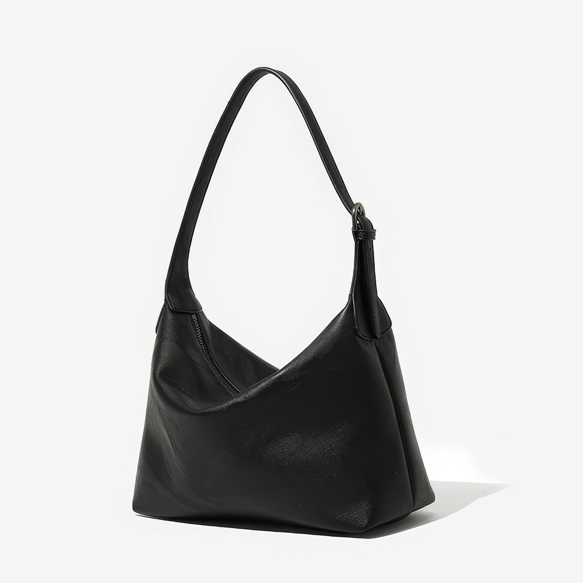 Curved Minimal Faux Leather Shoulder Bag
