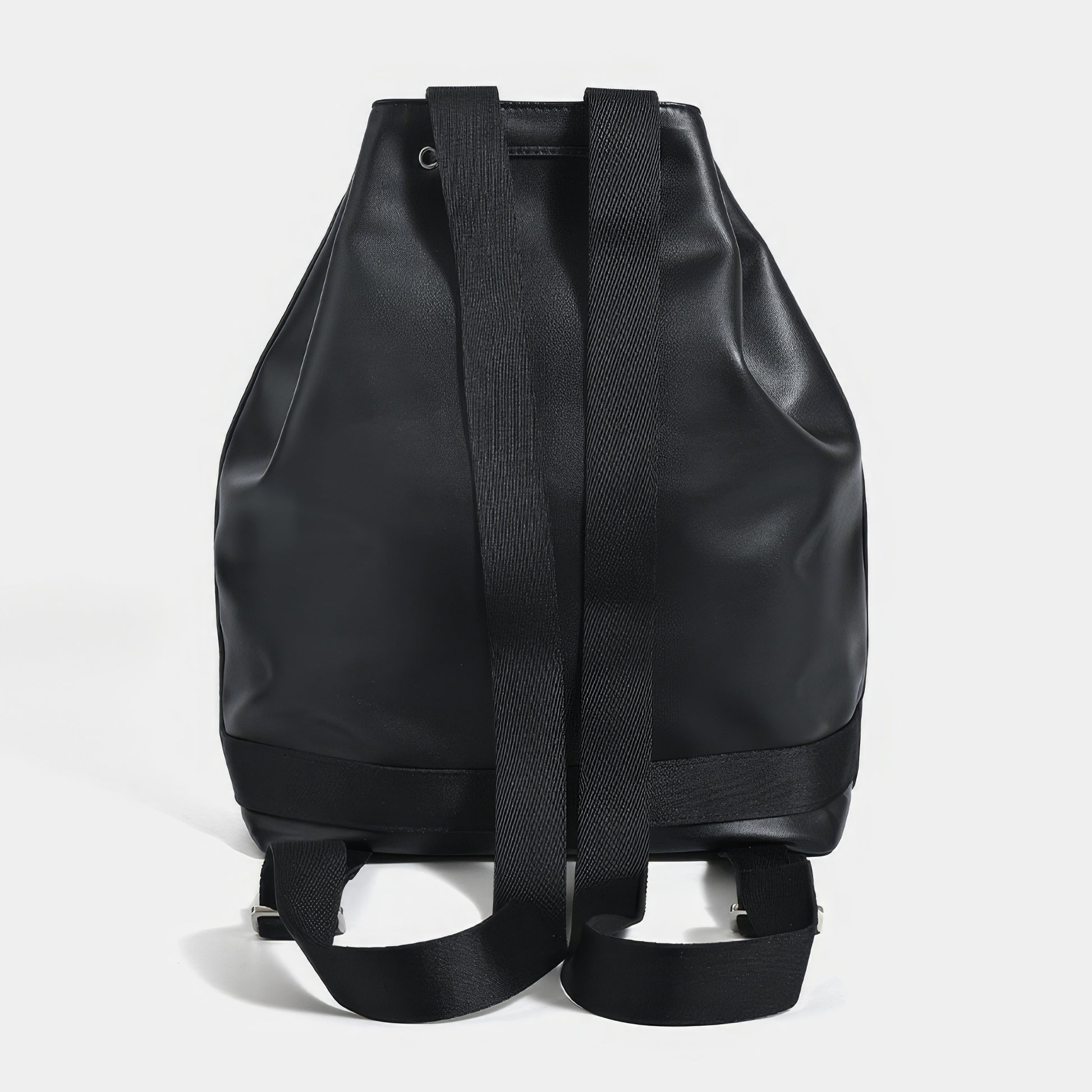 Structured Drawstring Leather Backpack