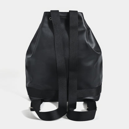 Structured Drawstring Leather Backpack