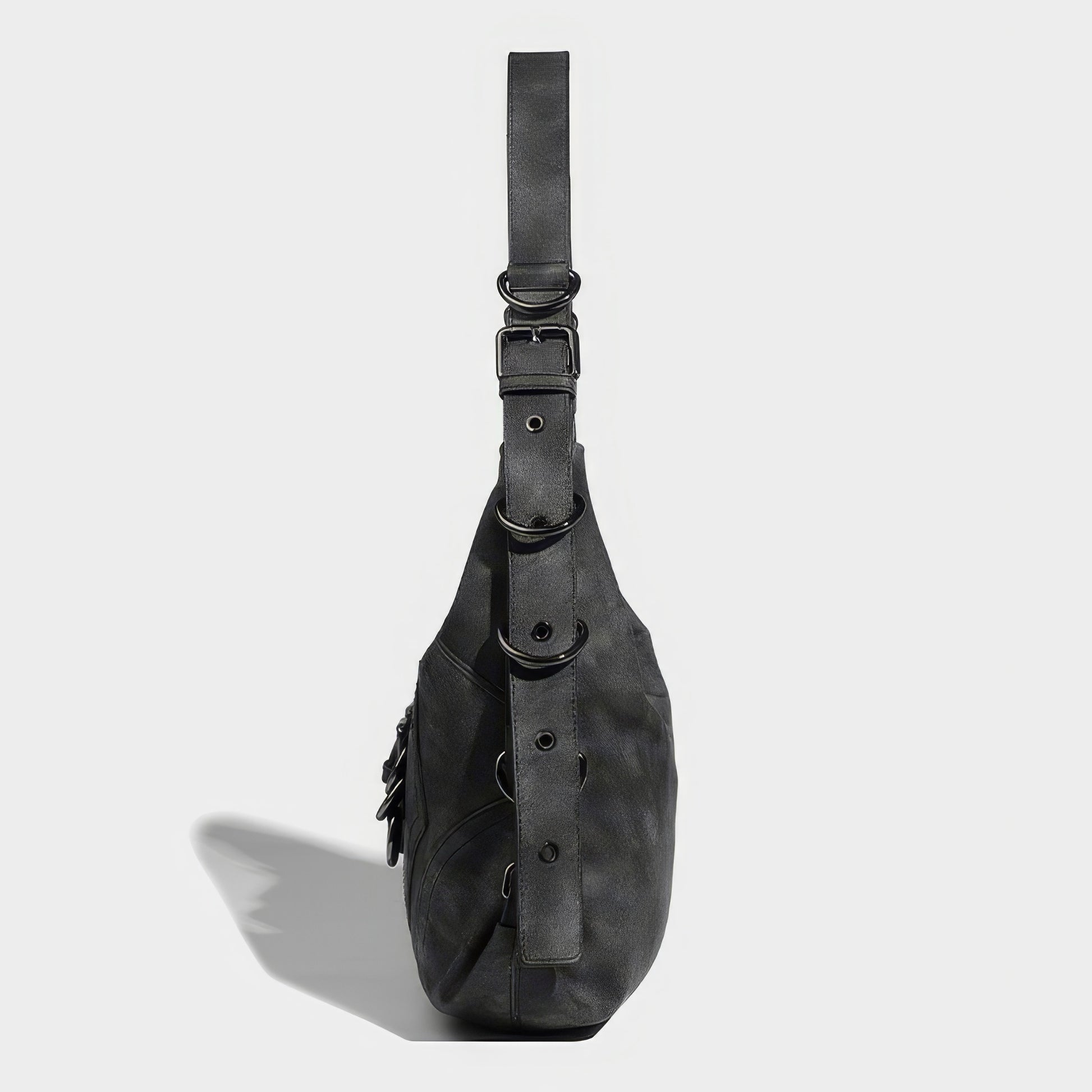 Black Buckle Strap Shoulder Bag